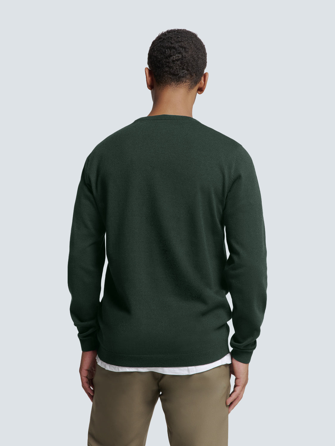 No Excess Crew Neck Pull Over - Coloured Melange - Dark Green