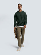 No Excess Crew Neck Pull Over - Coloured Melange - Dark Green