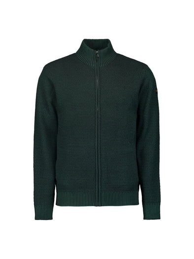 No Excess Full Zip Two Tone Cardigan: Melange - Dark Green