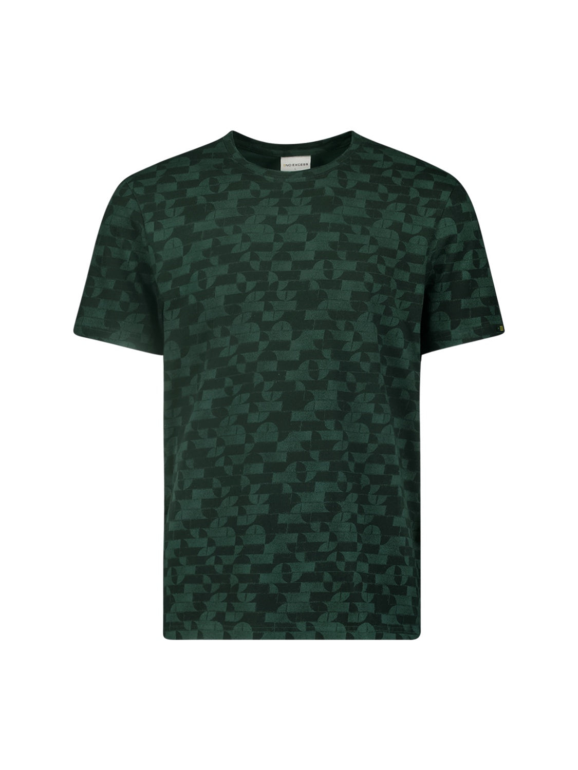 No Excess Crew Tee: Geo Print - Dark Green