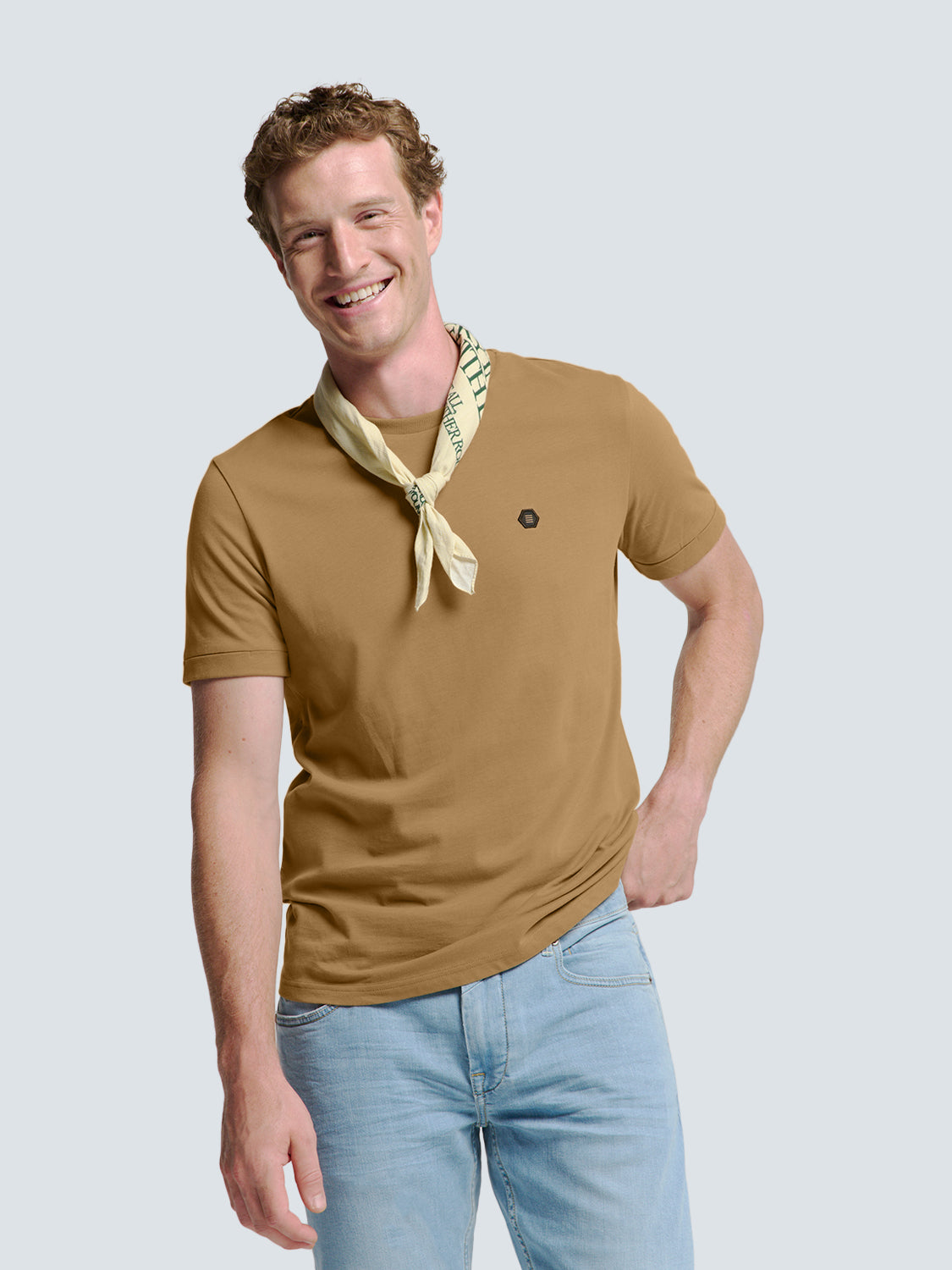 No Excess Crew Tee: Basic Plain Rib Neck - Khaki