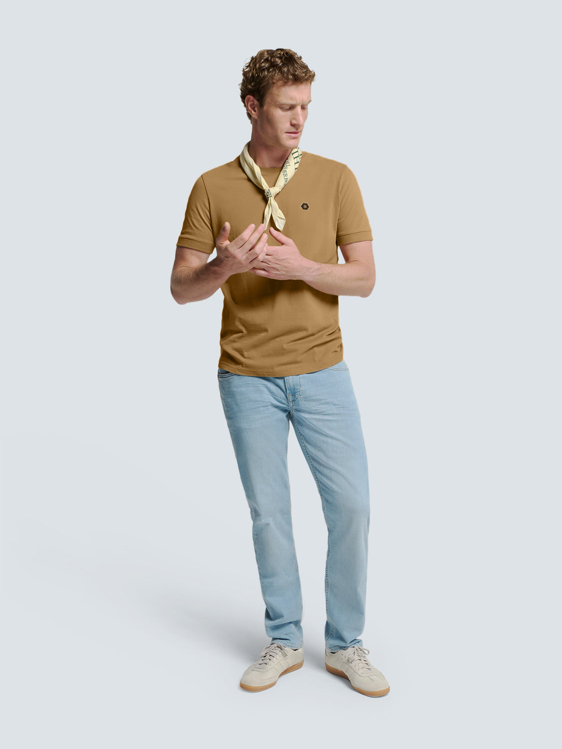 No Excess Crew Tee: Basic Plain Rib Neck - Khaki