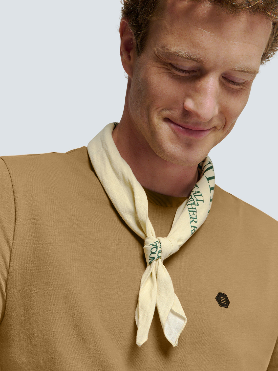 No Excess Crew Tee: Basic Plain Rib Neck - Khaki