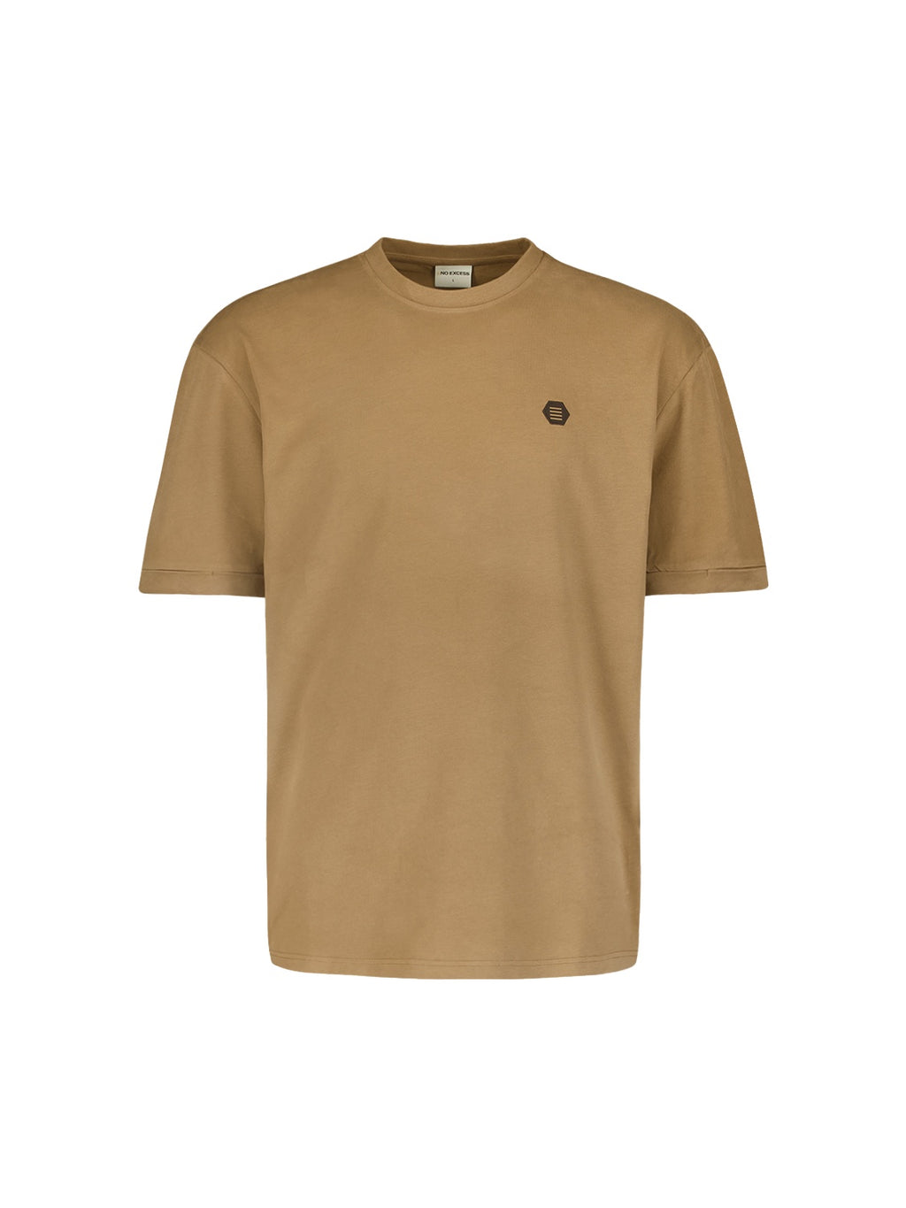 No Excess Crew Tee: Basic Plain Rib Neck - Khaki