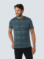 No Excess Crew Tee: Floral Print - Cloud
