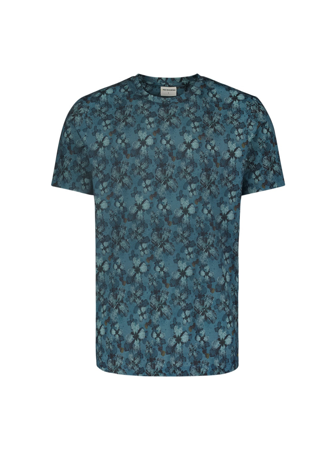 No Excess Crew Tee: Floral Print - Cloud