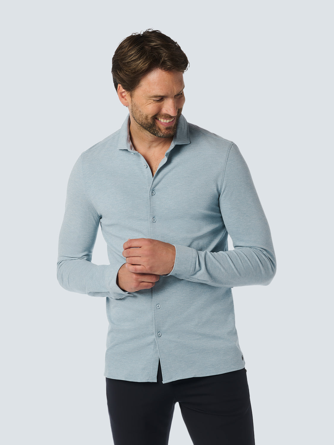 No Excess Long Sleeve Shirt:  Jersey Melange - Cloud