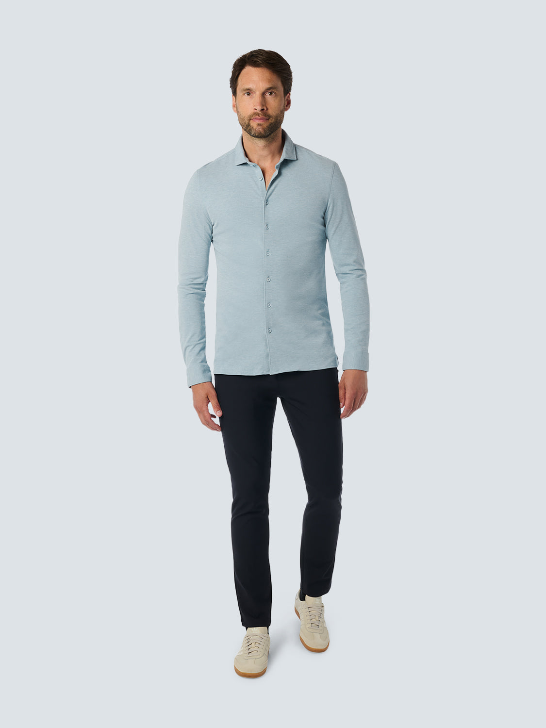 No Excess Long Sleeve Shirt:  Jersey Melange - Cloud