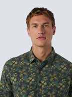 No Excess Long Sleeve Shirt: Floral Print - Dark Green