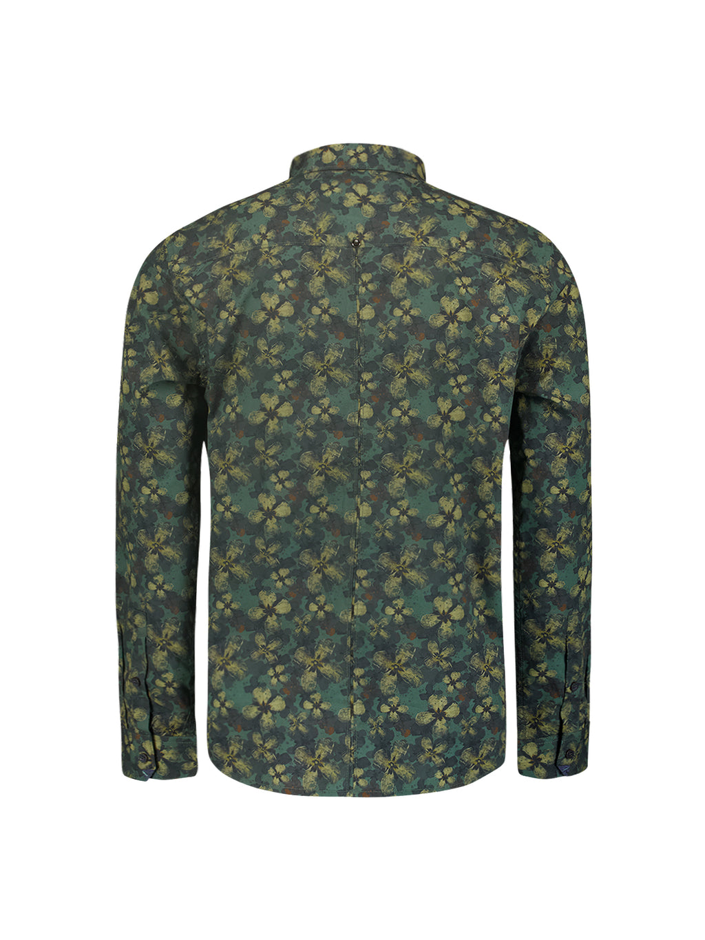 No Excess Long Sleeve Shirt: Floral Print - Dark Green