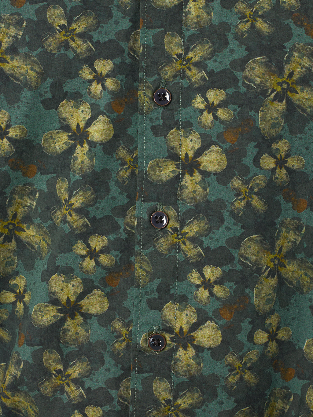 No Excess Long Sleeve Shirt: Floral Print - Dark Green