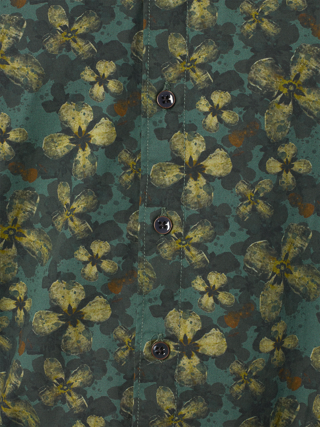 No Excess Long Sleeve Shirt: Floral Print - Dark Green