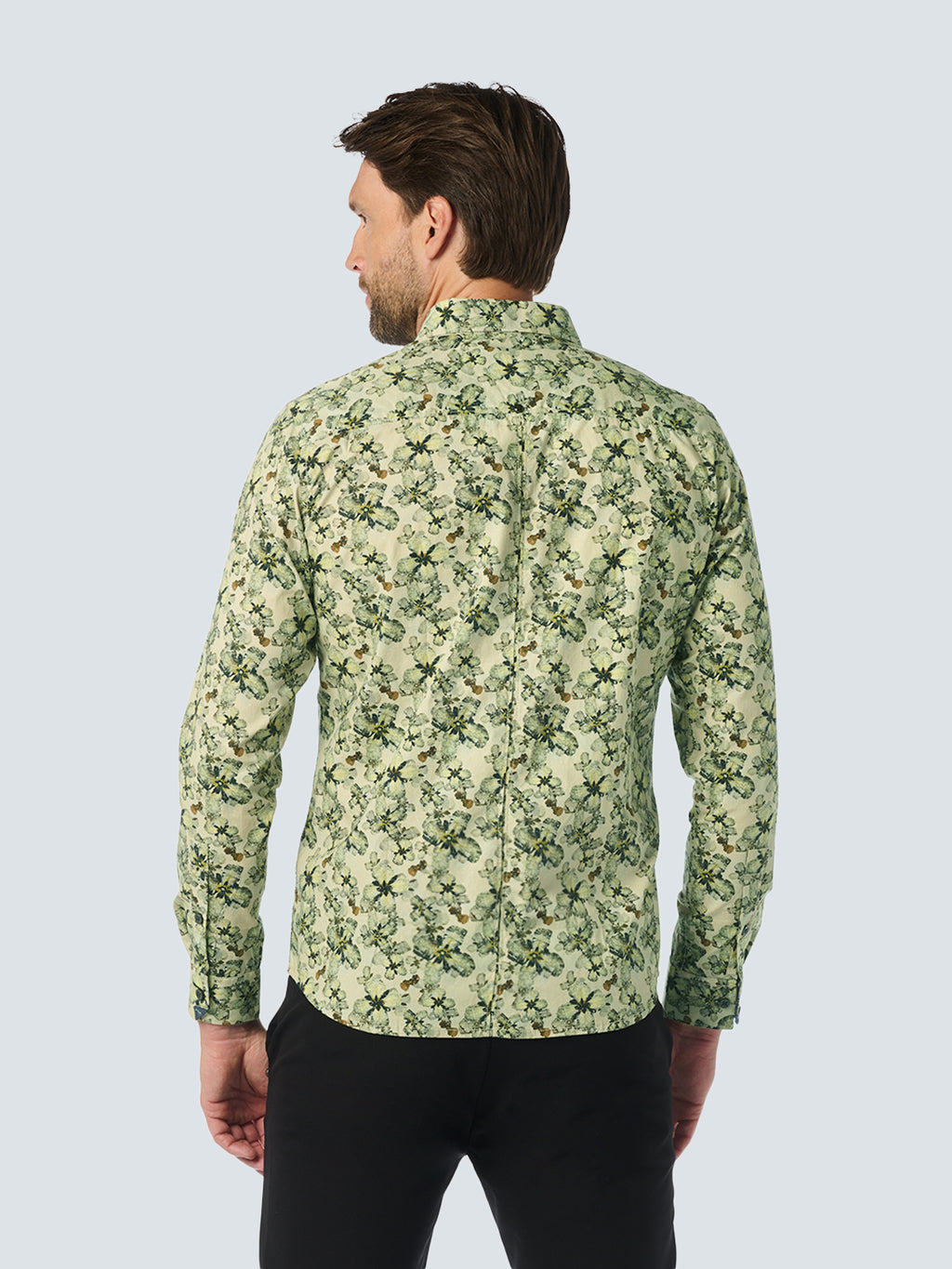 No Excess Long Sleeve Shirt: Floral Print - Cement