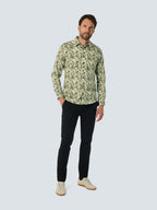 No Excess Long Sleeve Shirt: Floral Print - Cement