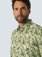 No Excess Long Sleeve Shirt: Floral Print - Cement