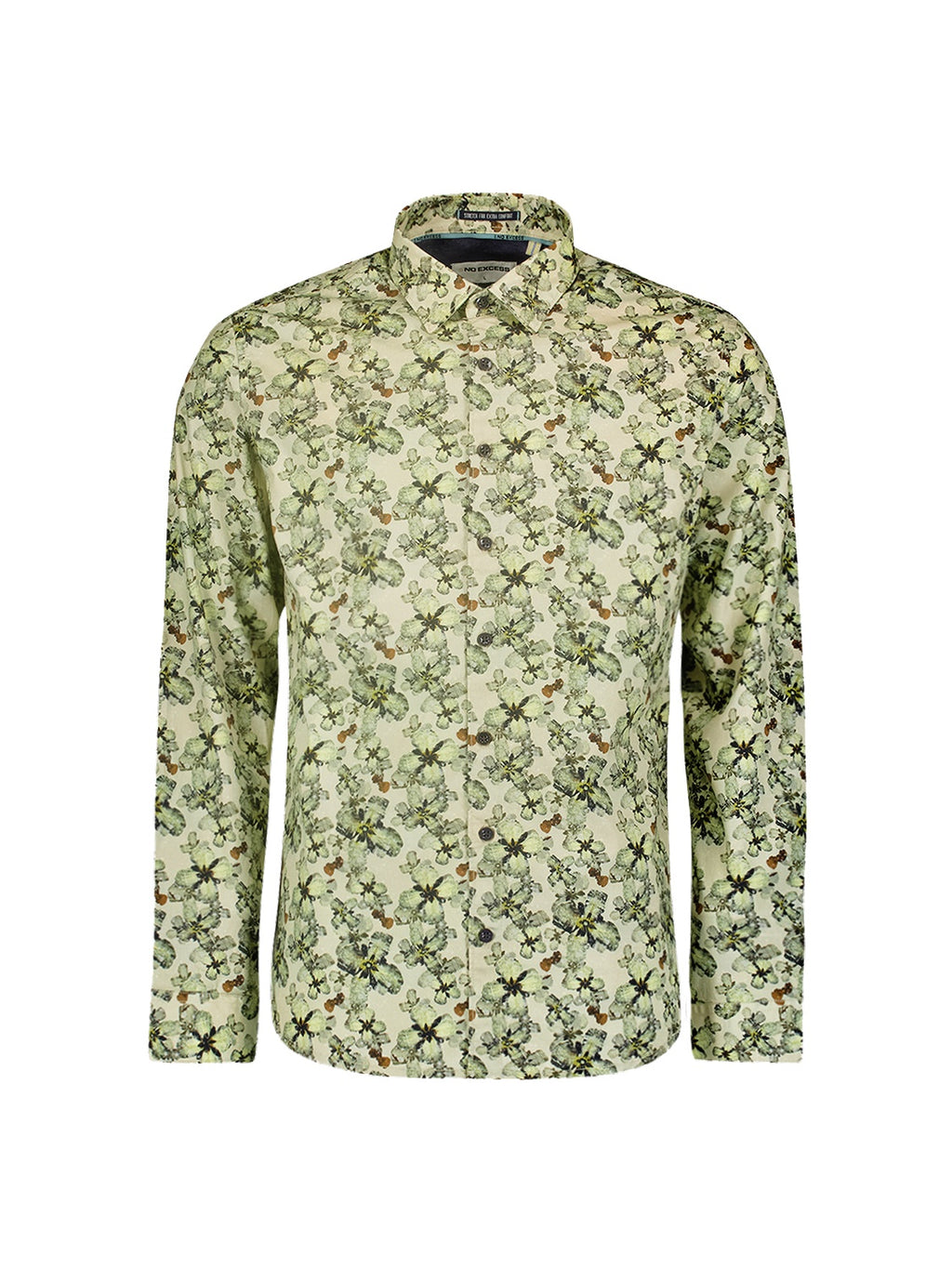 No Excess Long Sleeve Shirt: Floral Print - Cement