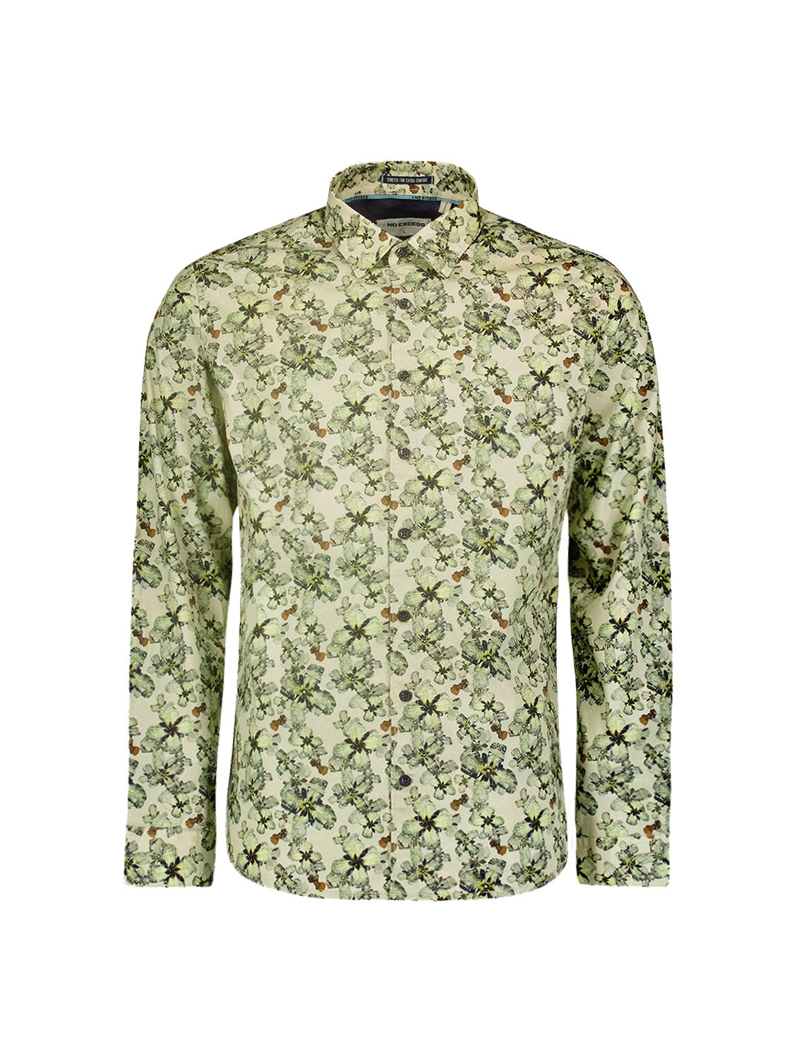 No Excess Long Sleeve Shirt: Floral Print - Cement