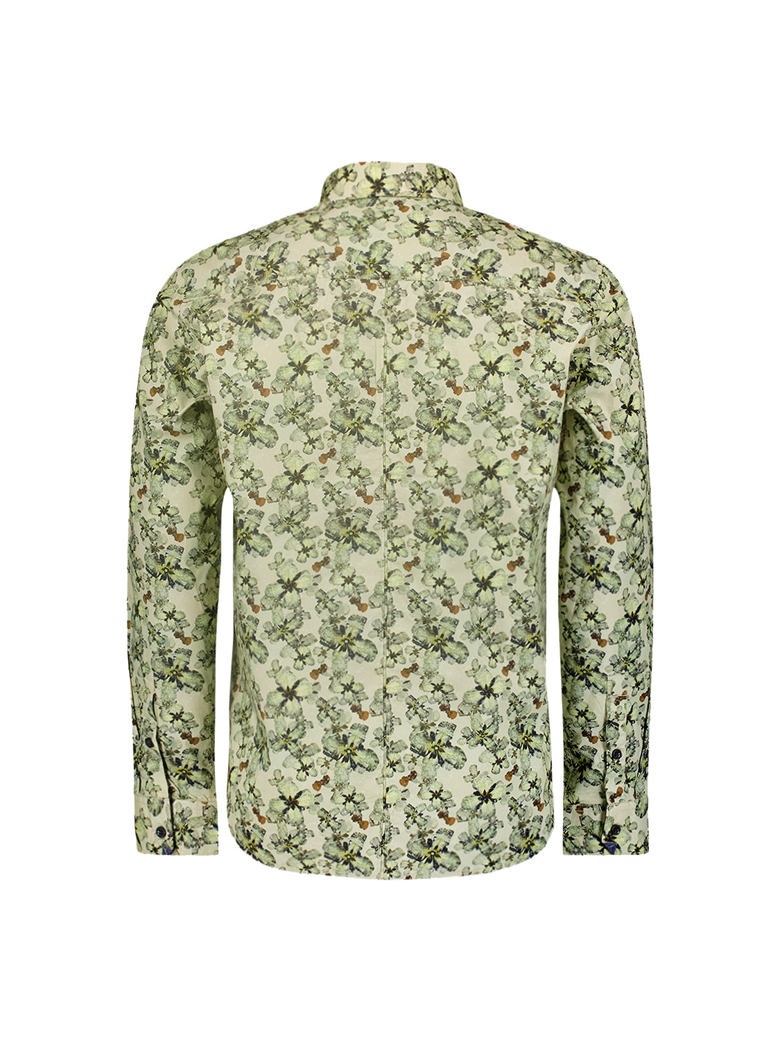 No Excess Long Sleeve Shirt: Floral Print - Cement