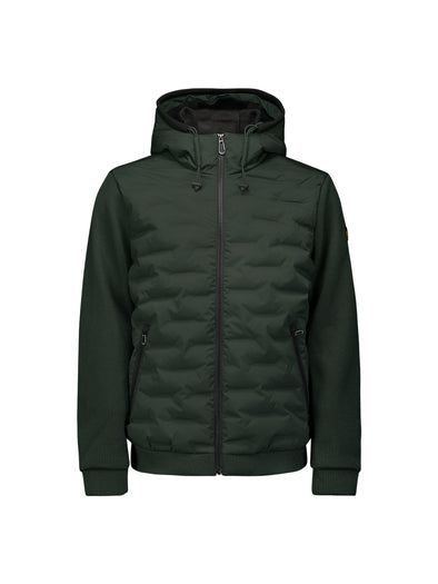 No Excess Hooded Jacket with Knitted Sleeves - Dark Green