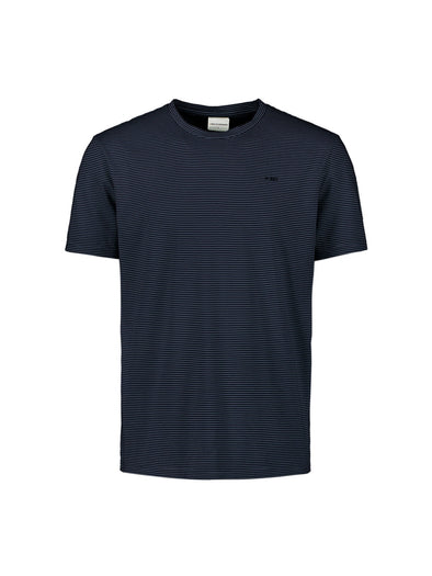 No Excess Crew Tee: Thin Pin Stripe - Night
