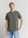 No Excess Crew Tee: Thin Pin Stripe - Dark Steel