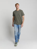 No Excess Crew Tee: Thin Pin Stripe - Dark Steel