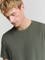 No Excess Crew Tee: Thin Pin Stripe - Dark Steel