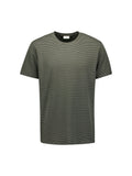 No Excess Crew Tee: Thin Pin Stripe - Dark Steel