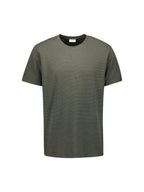 No Excess Crew Tee: Thin Pin Stripe - Dark Steel