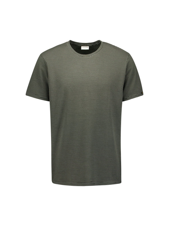 No Excess Crew Tee: Thin Pin Stripe - Dark Steel