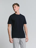 No Excess Crew Tee: Pin Stripe - Deep Blue