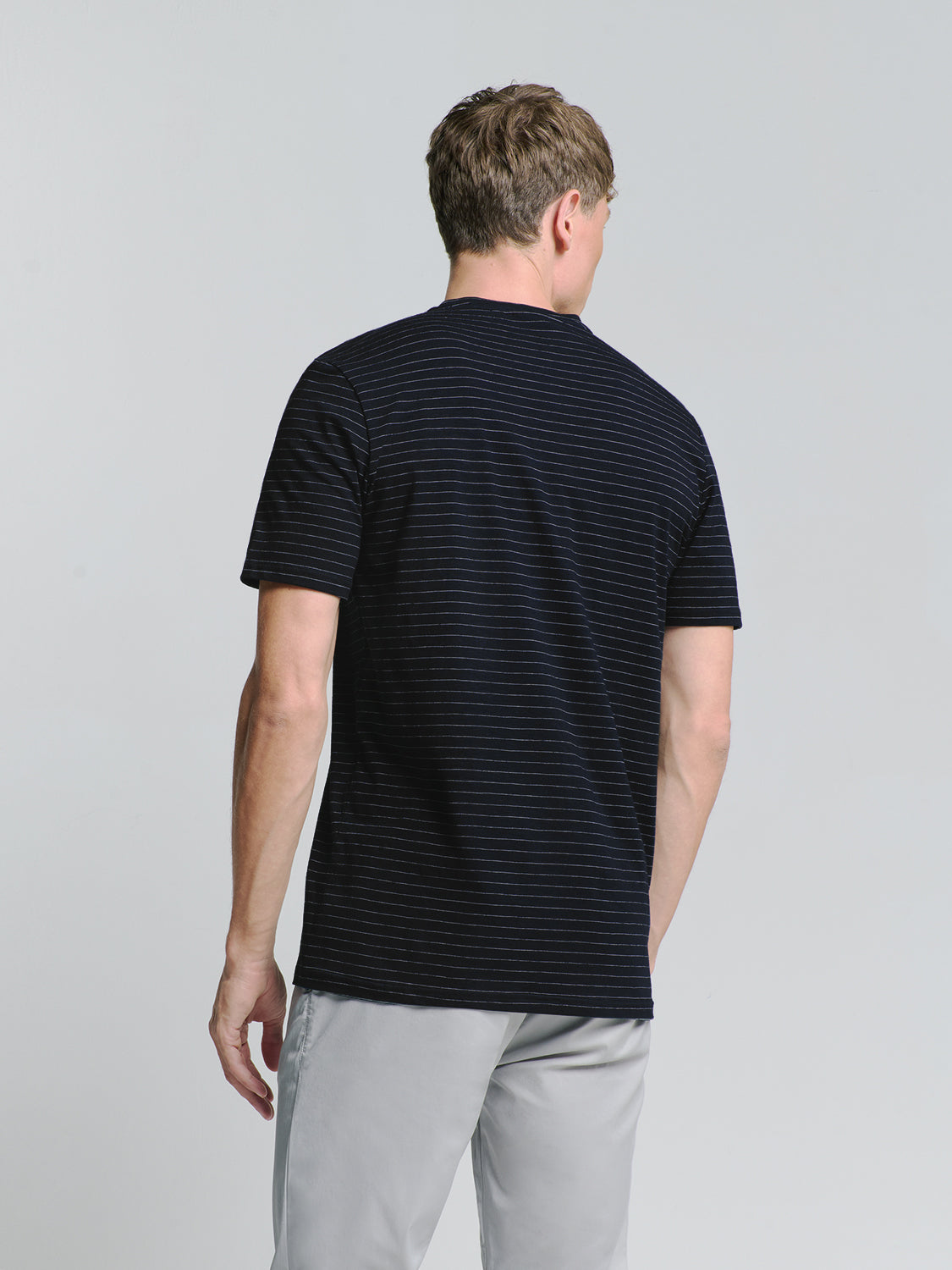 No Excess Crew Tee: Pin Stripe - Deep Blue