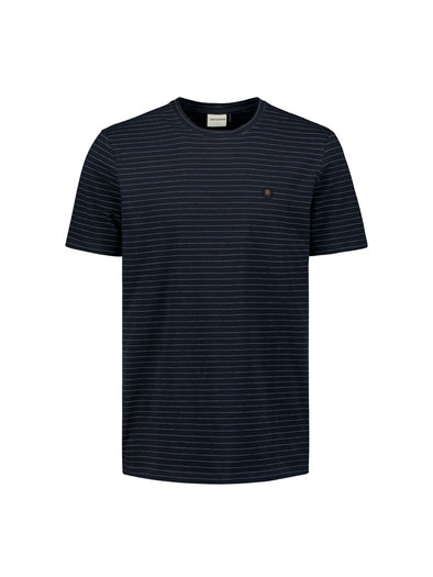 No Excess Crew Tee: Pin Stripe - Deep Blue