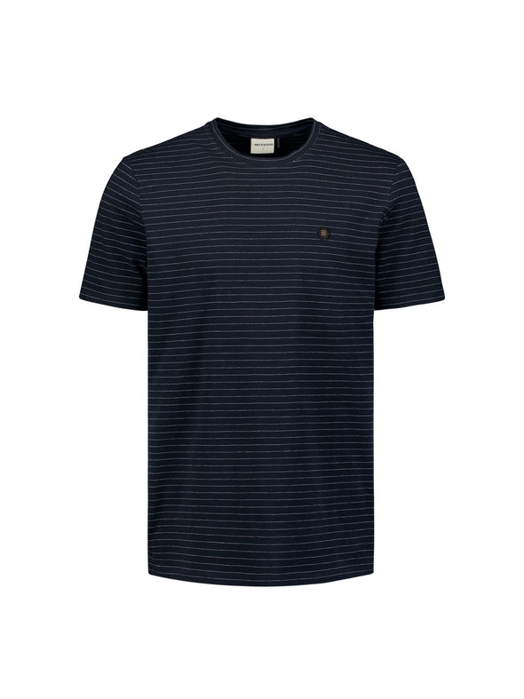 No Excess Crew Tee: Pin Stripe - Deep Blue