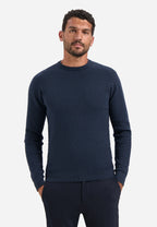 No Excess Pull Over Crew Neck Jacquard Jumper - Night