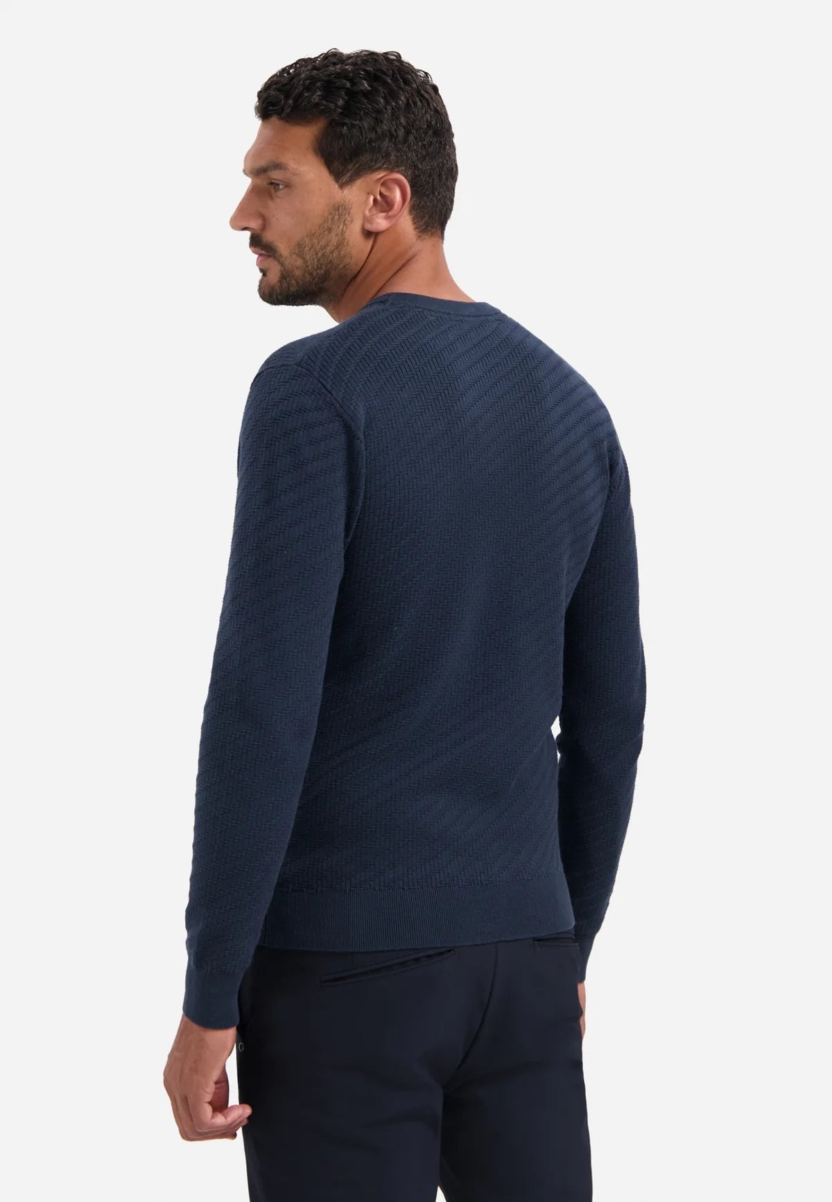 No Excess Pull Over Crew Neck Jacquard Jumper - Night