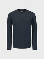 No Excess Pull Over Crew Neck Jacquard Jumper - Night