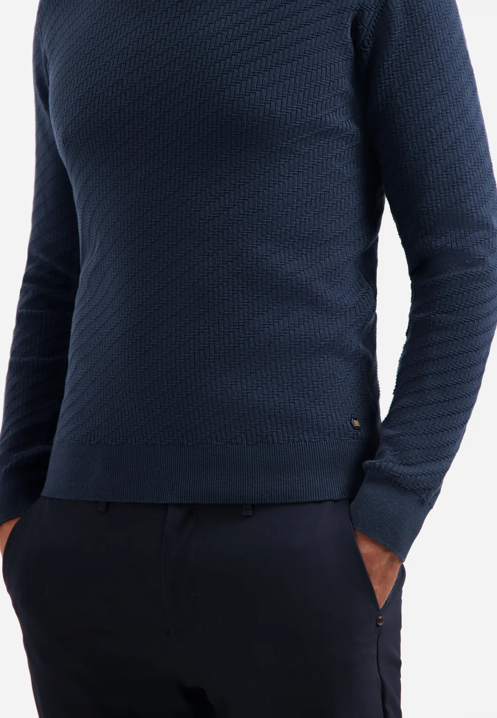 No Excess Pull Over Crew Neck Jacquard Jumper - Night