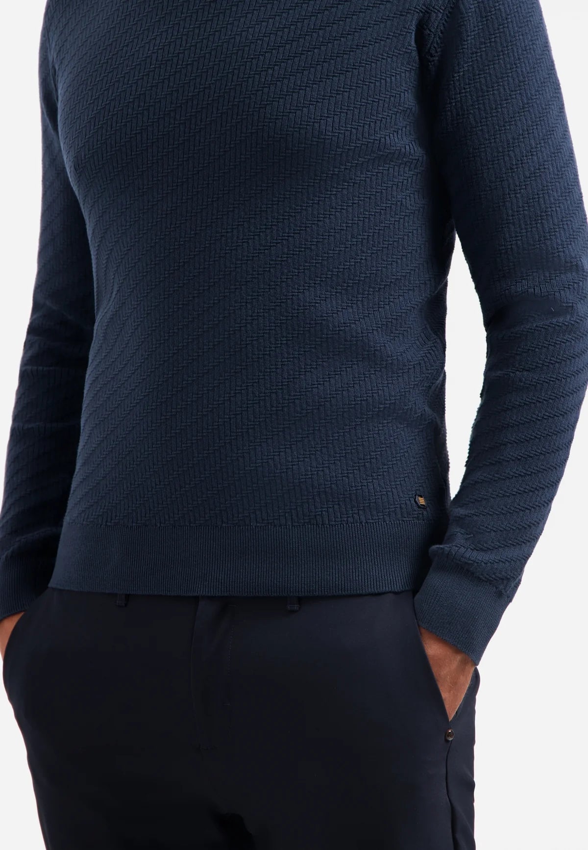 No Excess Pull Over Crew Neck Jacquard Jumper - Night