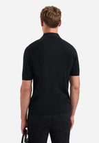 No Excess Jacquard Zip Polo - Black