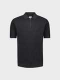No Excess Jacquard Zip Polo - Black