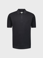 No Excess Jacquard Zip Polo - Black