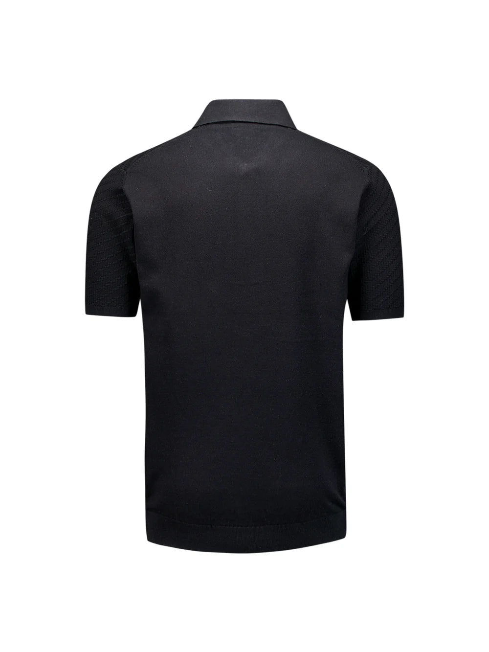 No Excess Jacquard Zip Polo - Black
