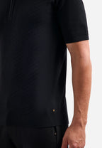 No Excess Jacquard Zip Polo - Black