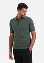 No Excess Jacquard Zip Polo - Dark Green