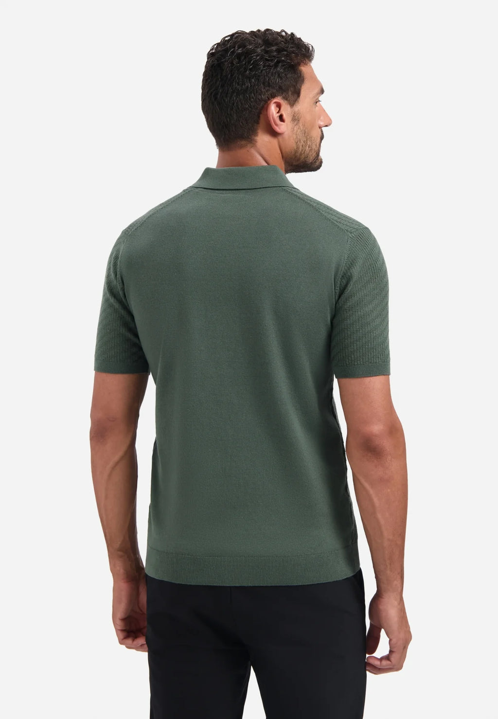 No Excess Jacquard Zip Polo - Dark Green