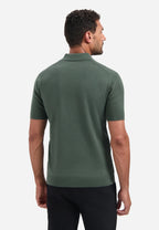 No Excess Jacquard Zip Polo - Dark Green