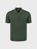 No Excess Jacquard Zip Polo - Dark Green