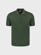 No Excess Jacquard Zip Polo - Dark Green