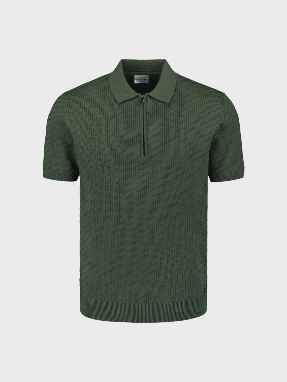 No Excess Jacquard Zip Polo - Dark Green